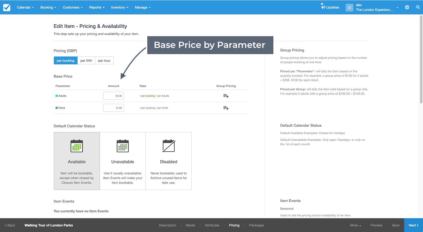 Pricing by Parameter