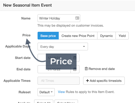 Seasonal Item Event Price