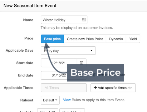 Seasonal Event Base Price
