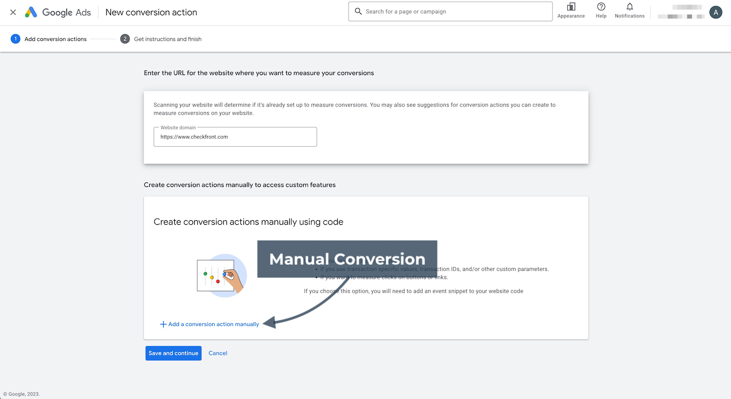 Google Ads Manual Conversion