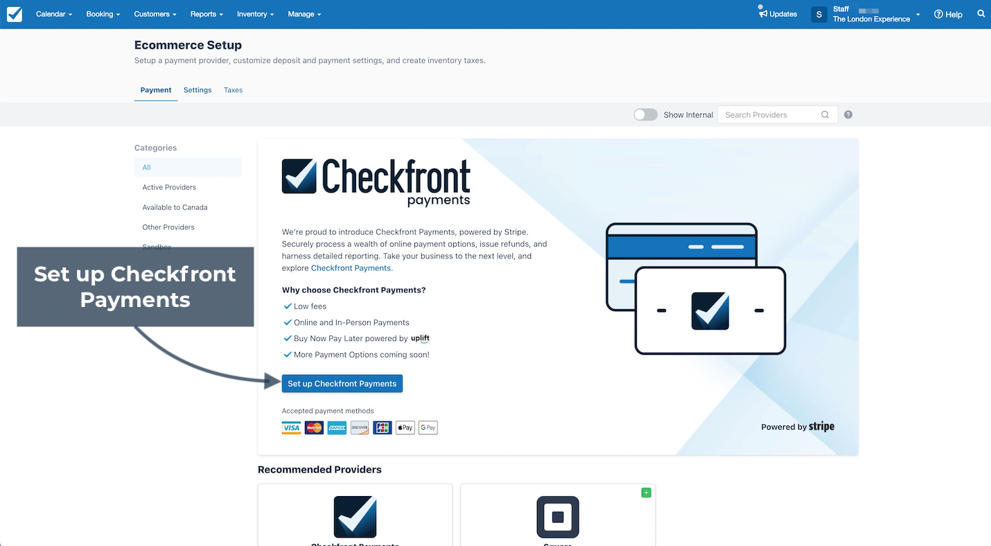 Checkfront Payments Card