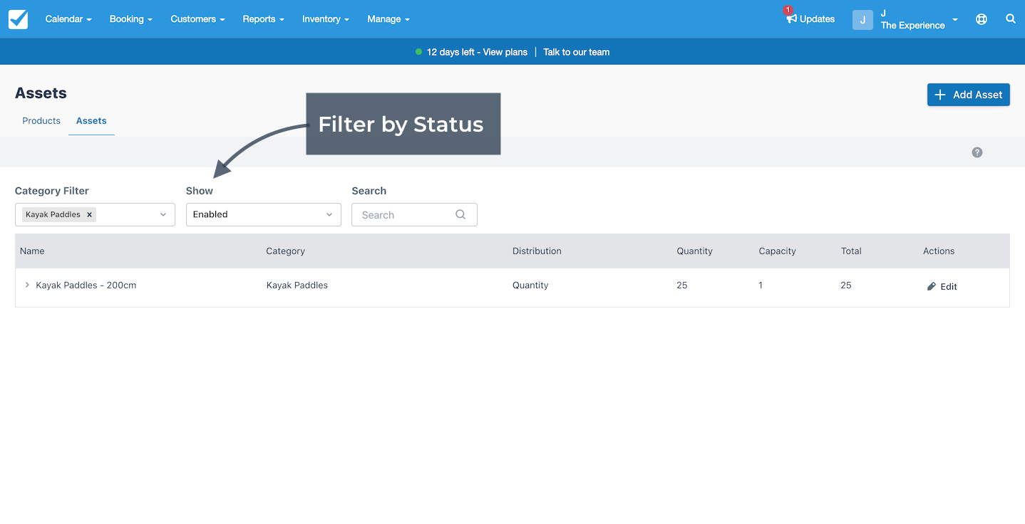 Filter Asset Pools by Status