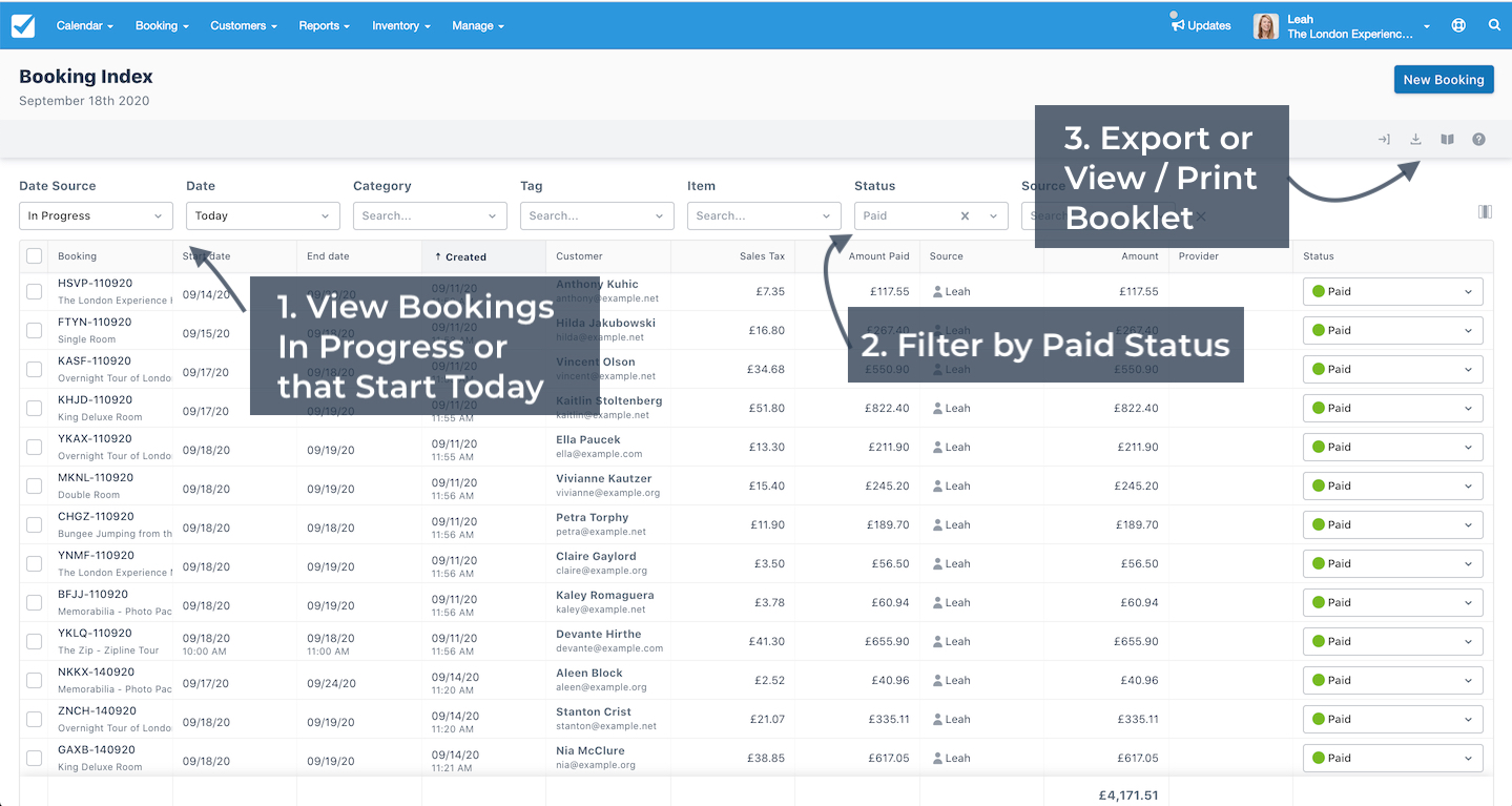 Booking Index Today