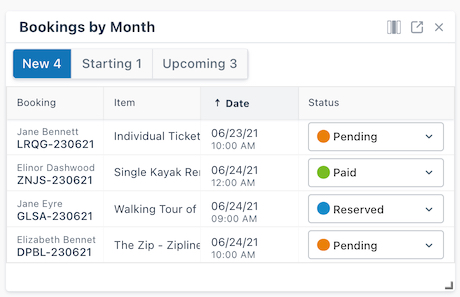  Bookings by Month Widget