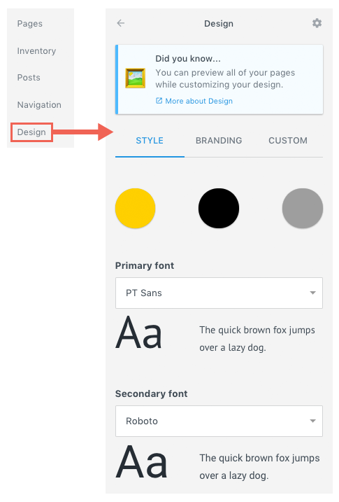 Design Tab