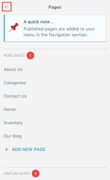 Pages Menu