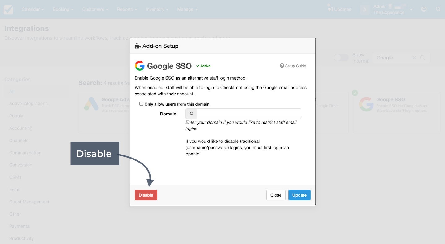 Disable Google SSO