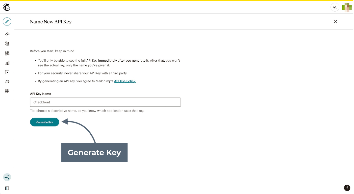 Mailchimp Create Key Name
