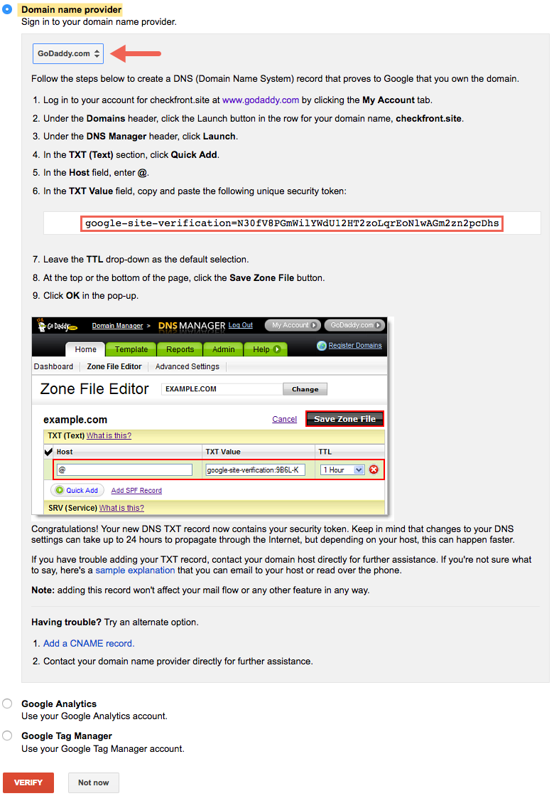 GoDaddy Instructions