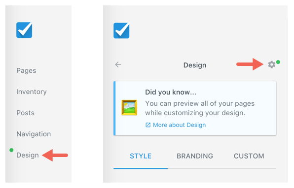 Design Update Tab