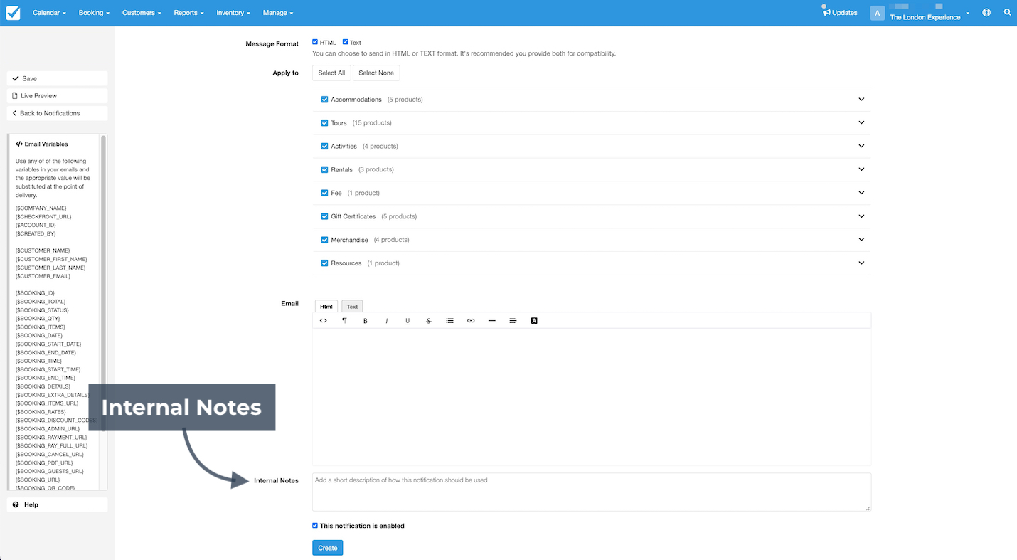 Email Internal Notes