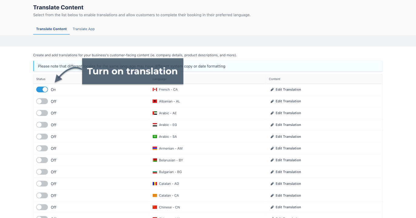 Checkfront Languages