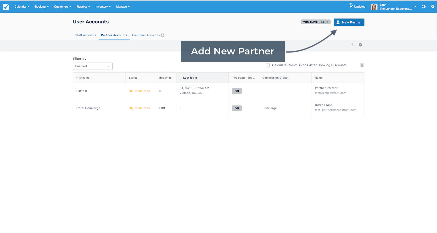 Partner Accounts New Partner