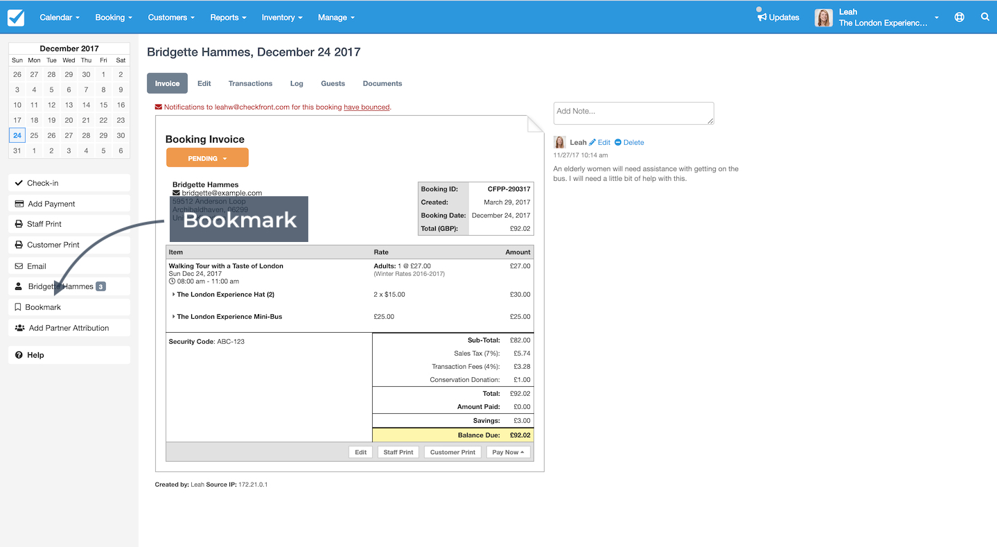 Bookmark Invoice