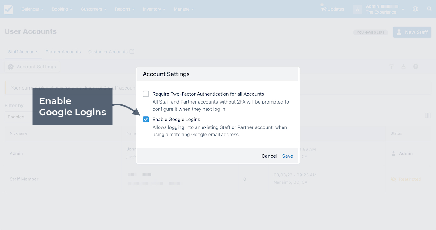 Enable Google Login