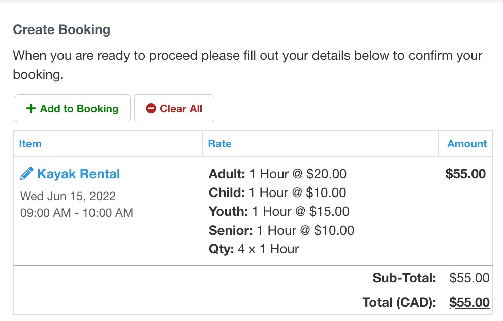 Guest Type Create Booking