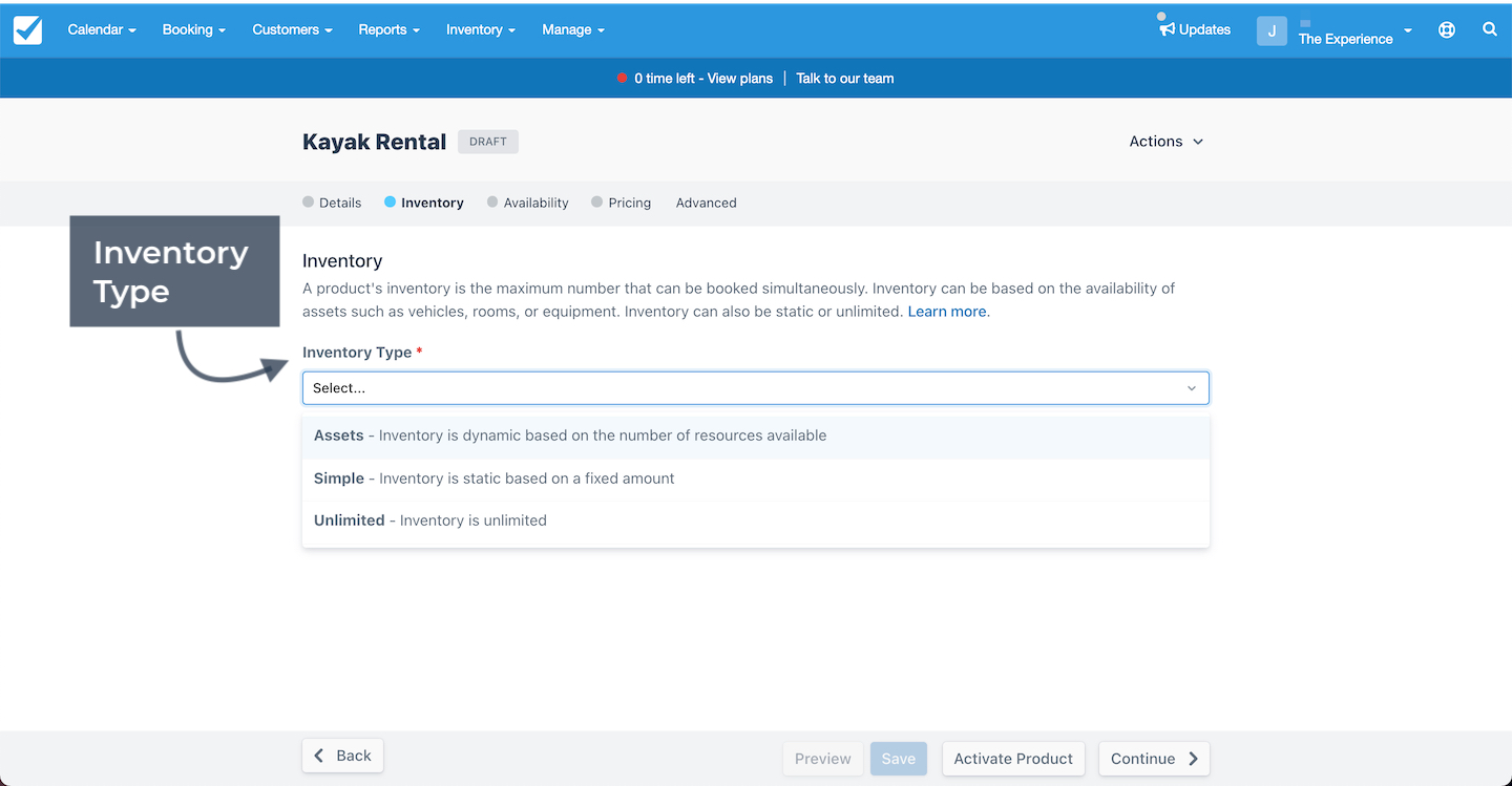 Product Builder Inventory Type