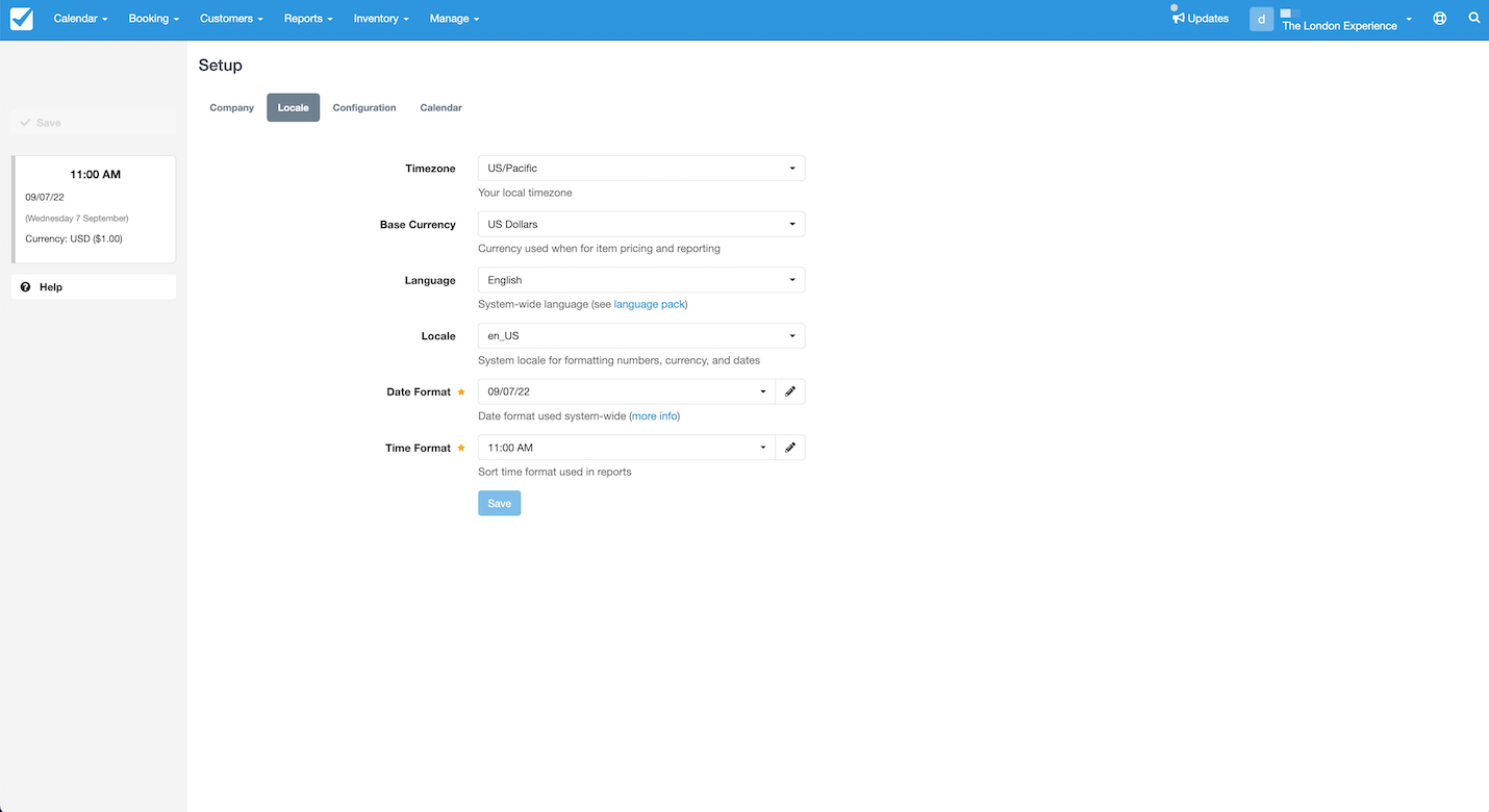 Setup Locale Tab