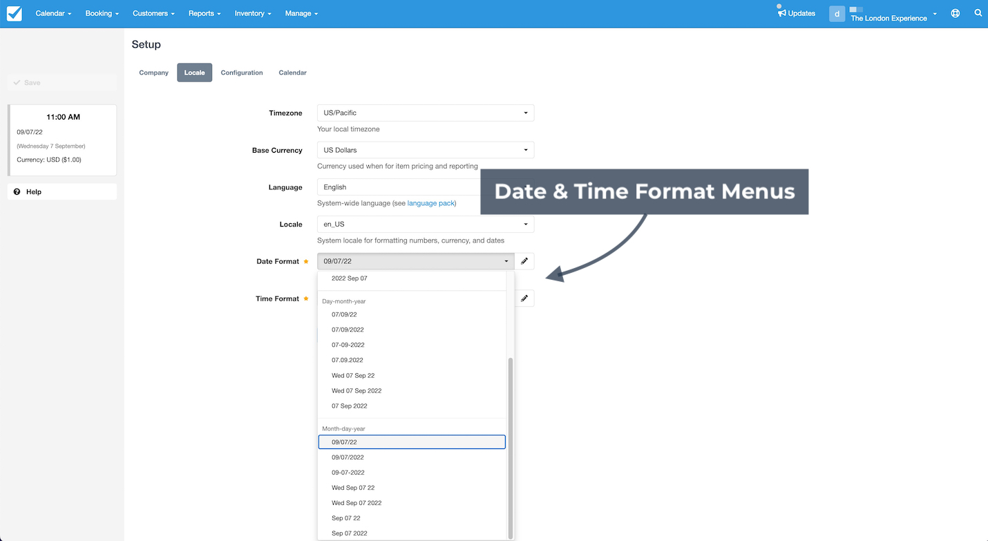 Setup Date/Time Menu