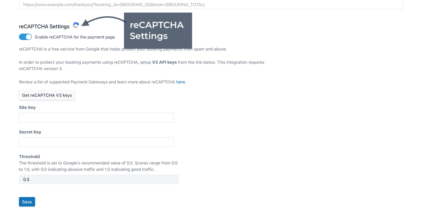 reCAPTCHA Settings