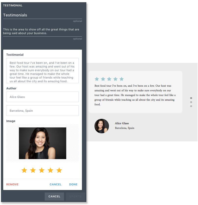 Discover Testimonial Block