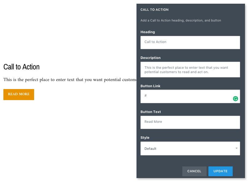 Dash Call to Action