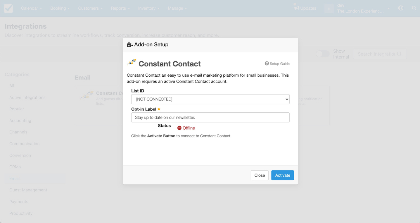 Constant Contact Setup