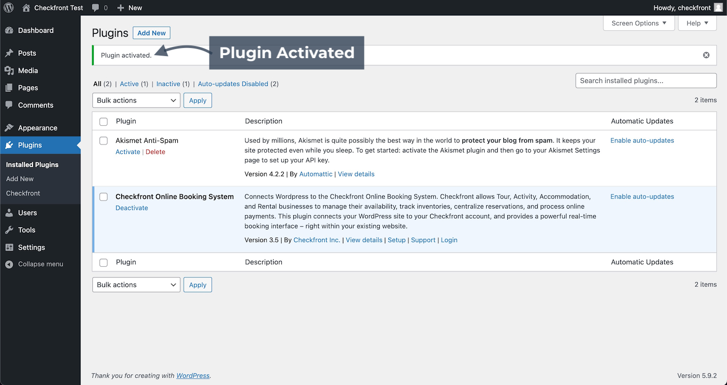 WordPress Plugin Activated