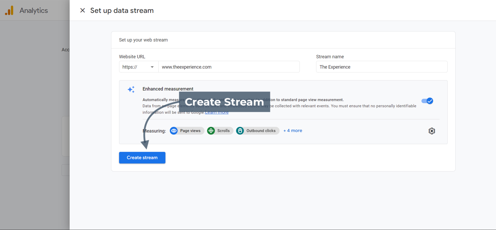 Setup Data Stream