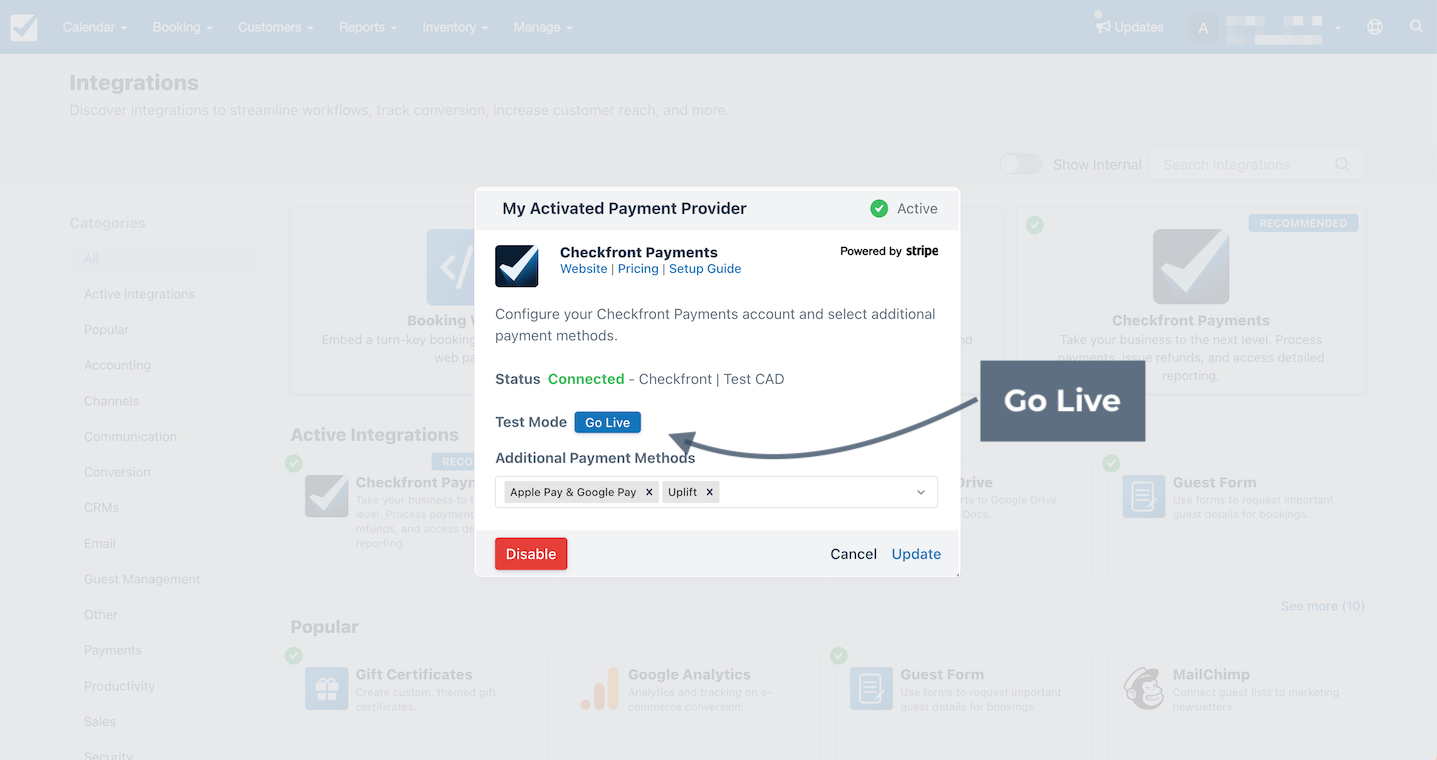 Checkfront Payments Go Live
