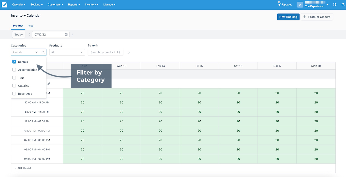 Product Calendar Filter by Category
