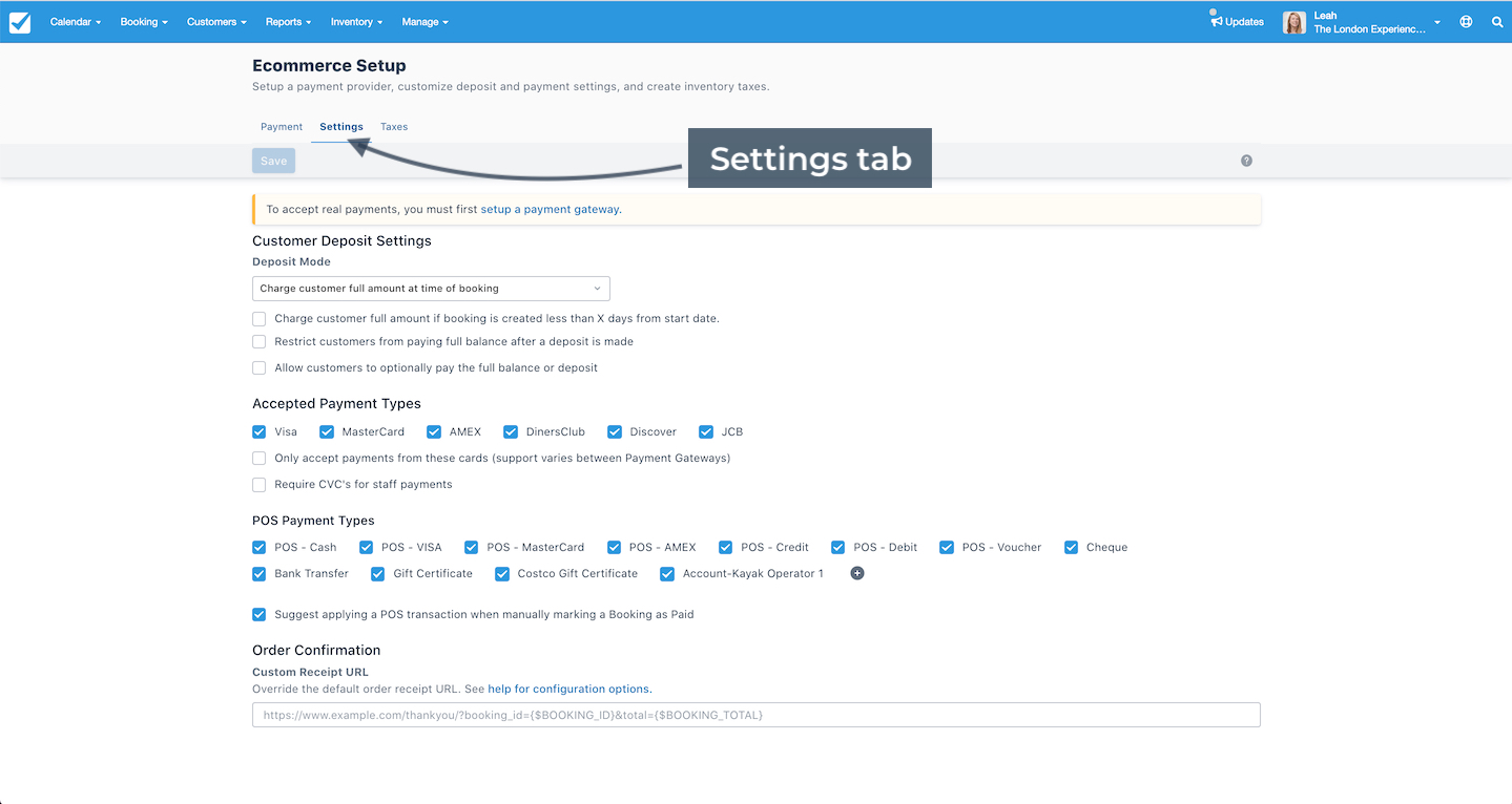 Ecommerce Settings