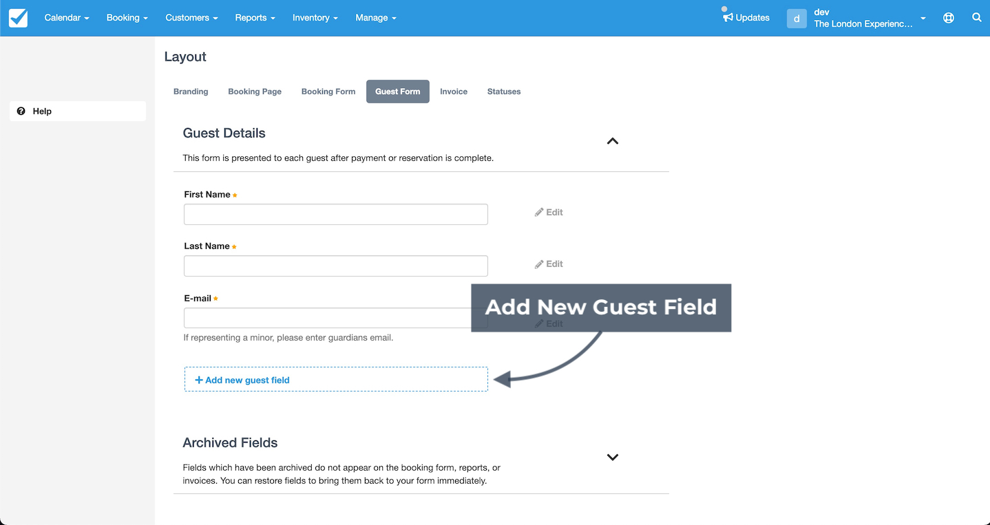 Guest Form New Field