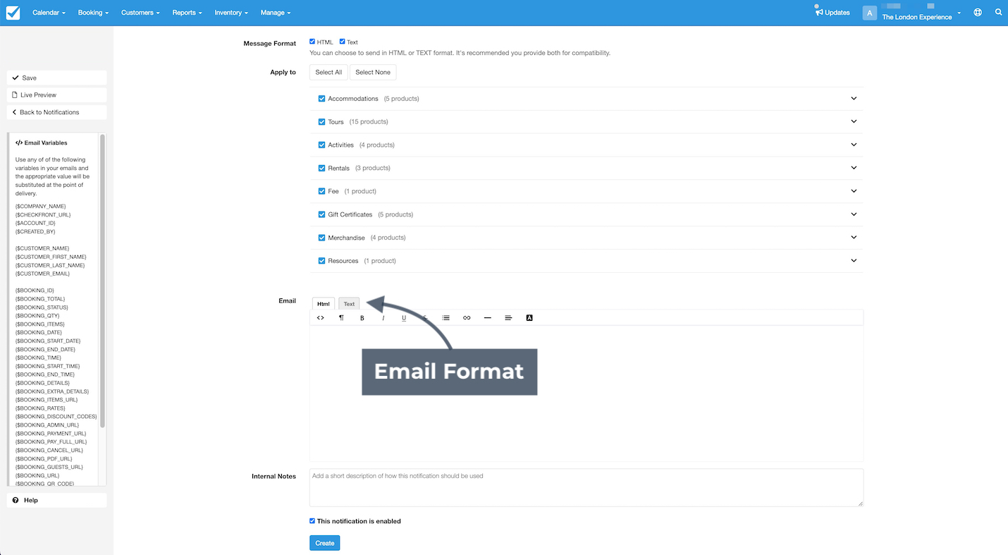 Email Text Format