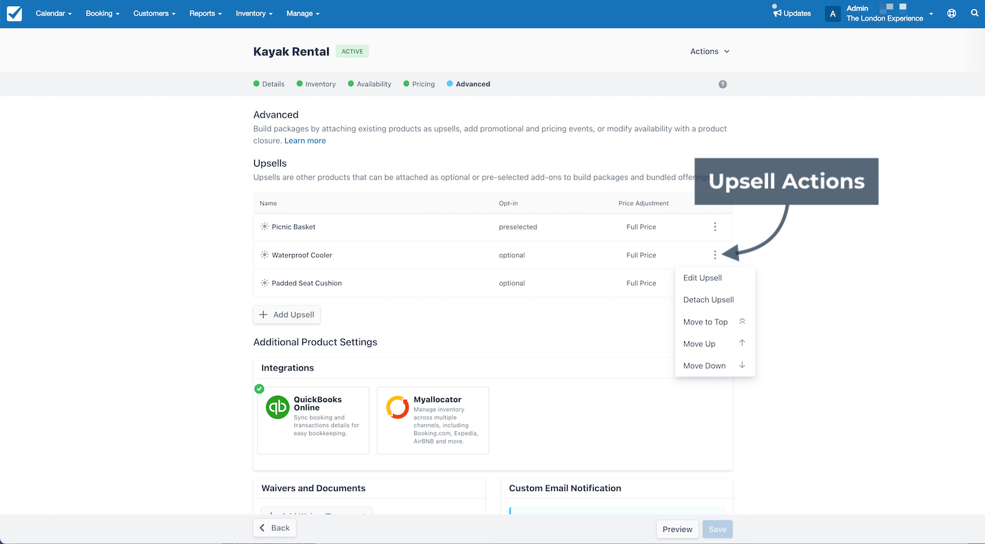 Product Upsell Actions