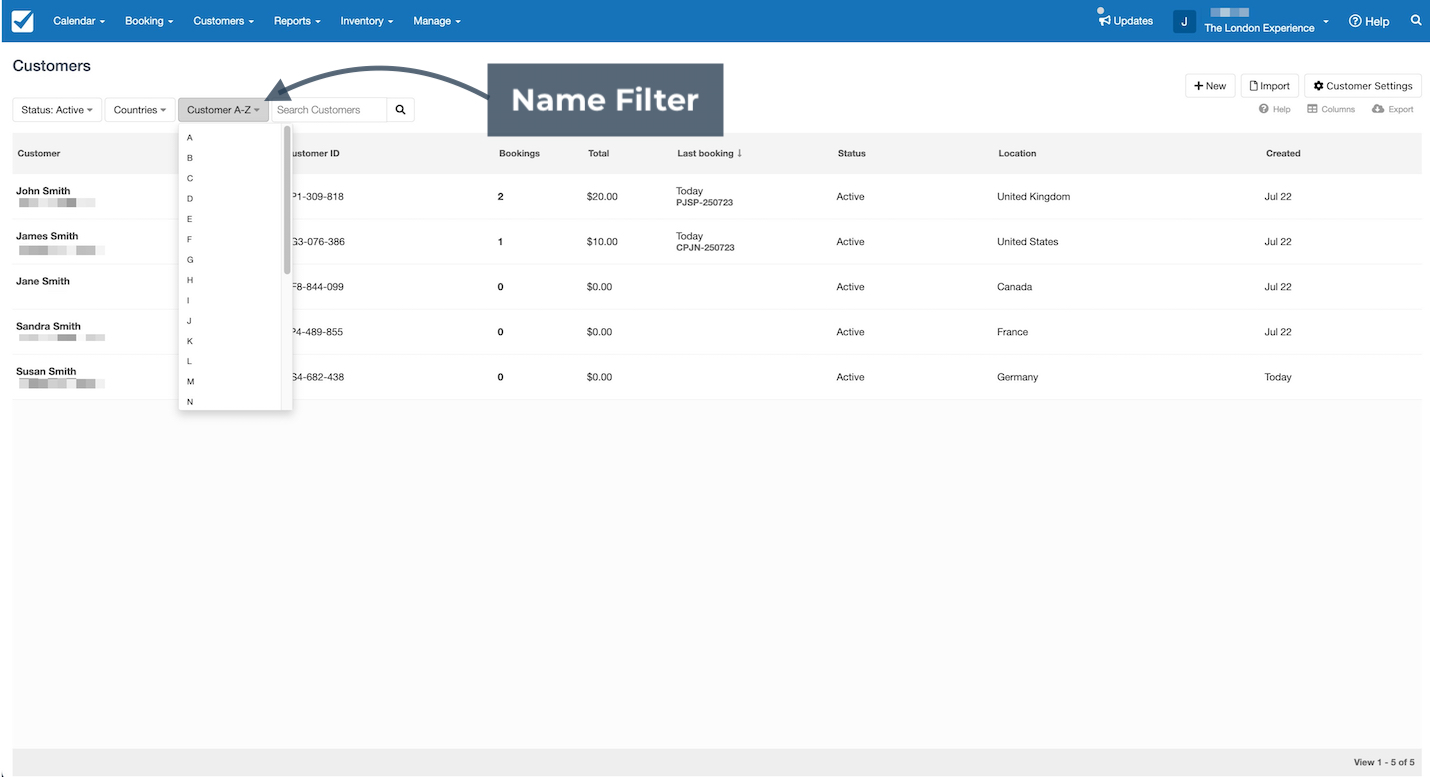 Customer Directory Name Filter