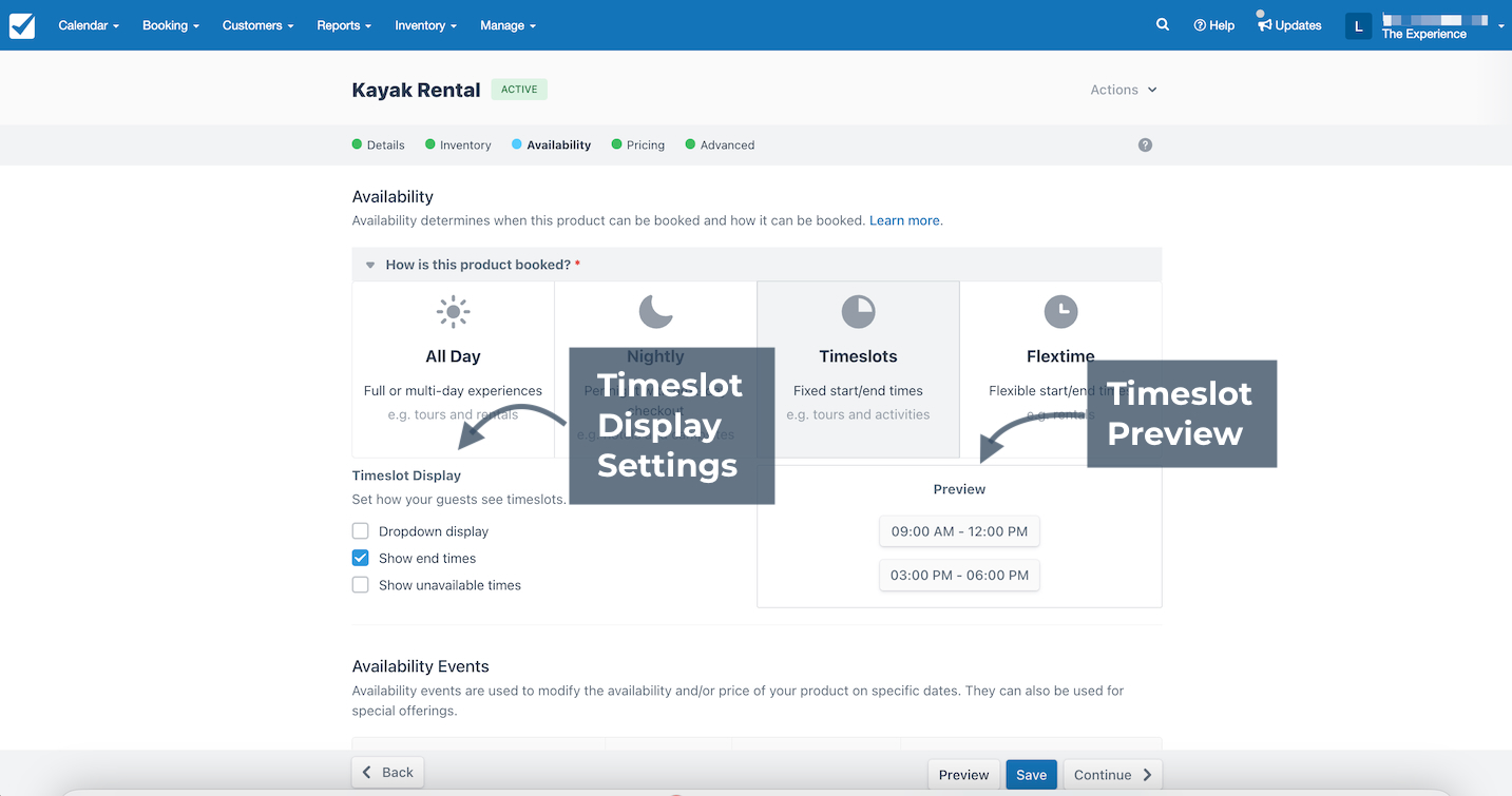 Timeslot Settings