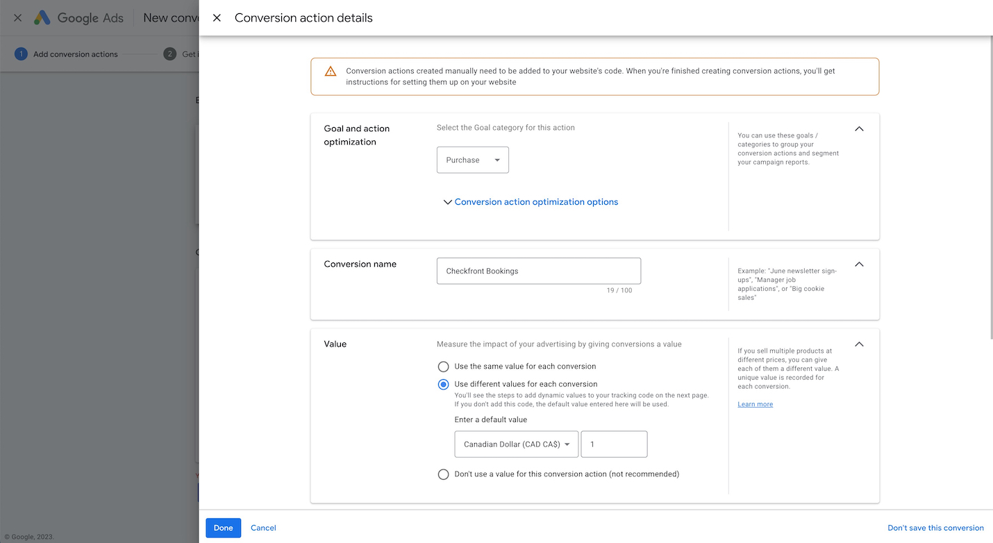 Google Ads Conversion Details