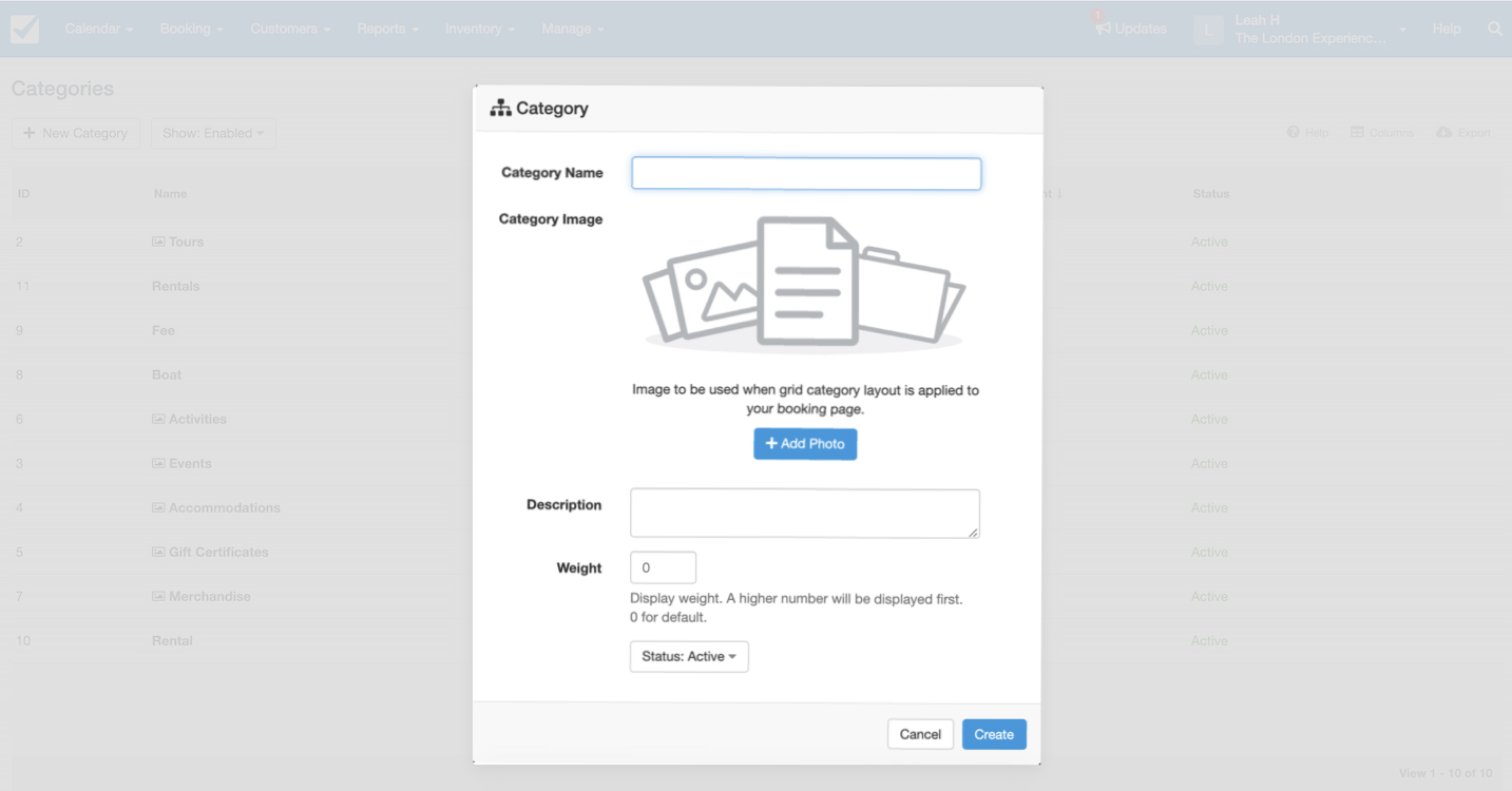 Categories Create New