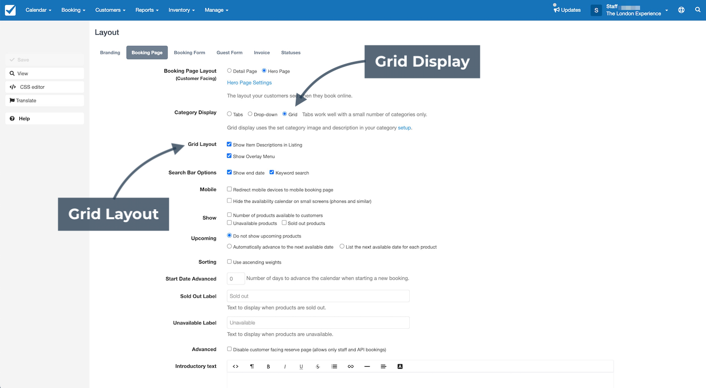 Booking Page Layout Grid