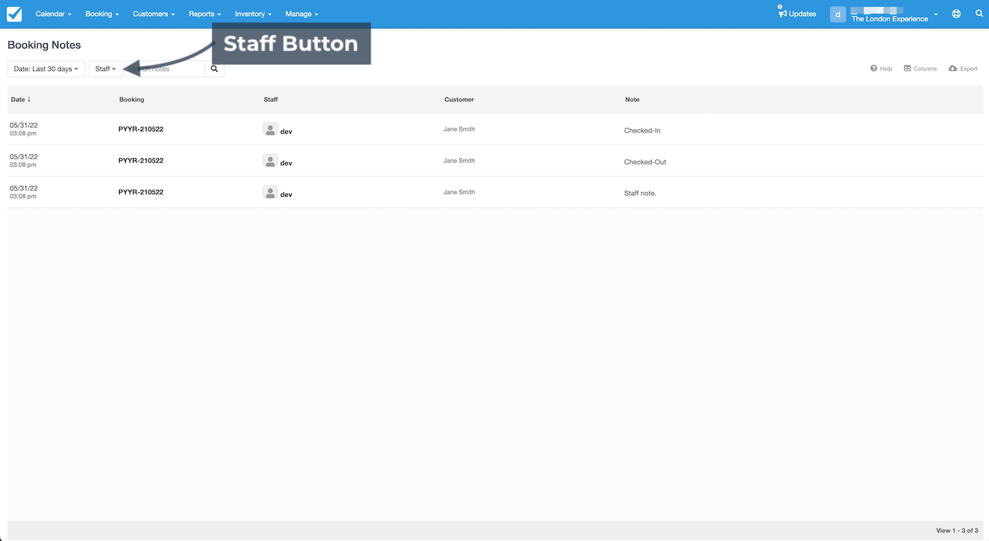 Notes Staff Button