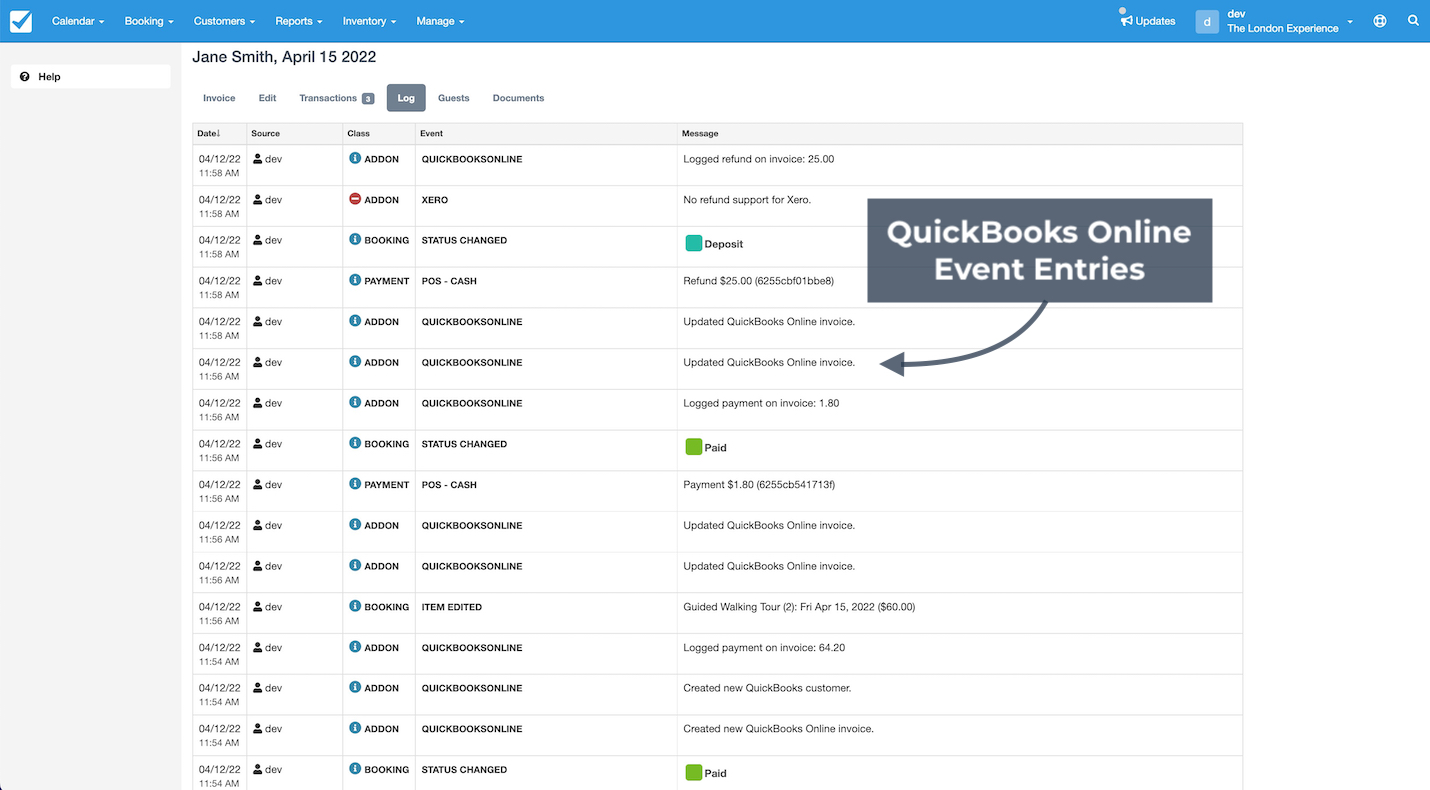 QuickBooks Log