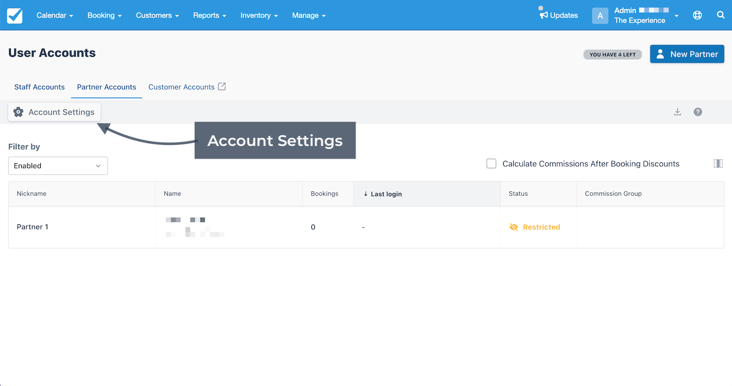 Partner Accounts Account Settings