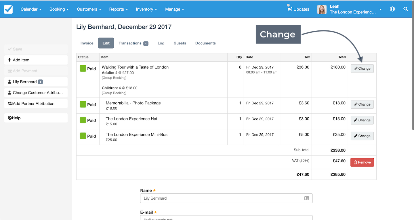 Change Booking
