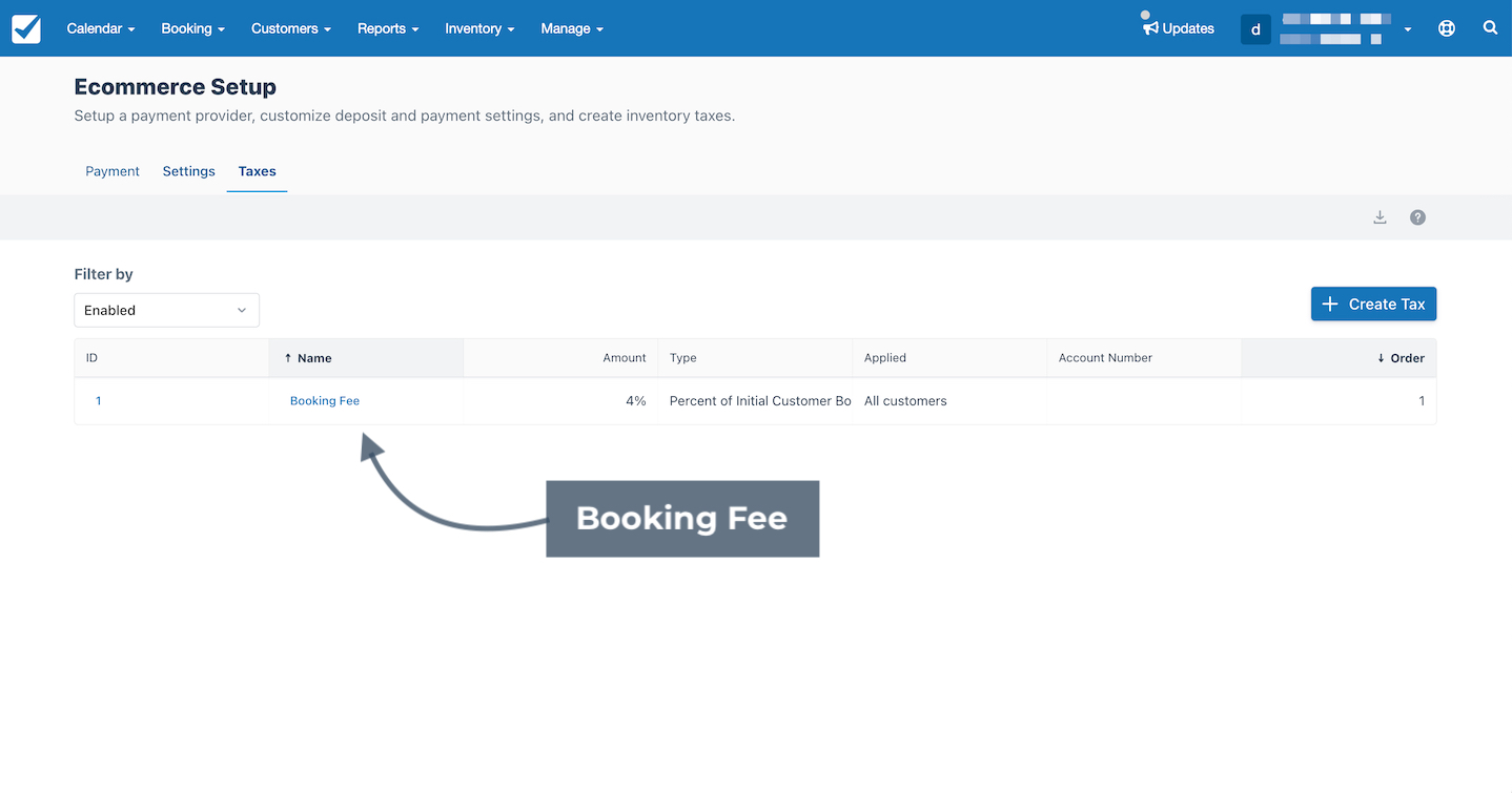 Configuring Taxes Booking Fee