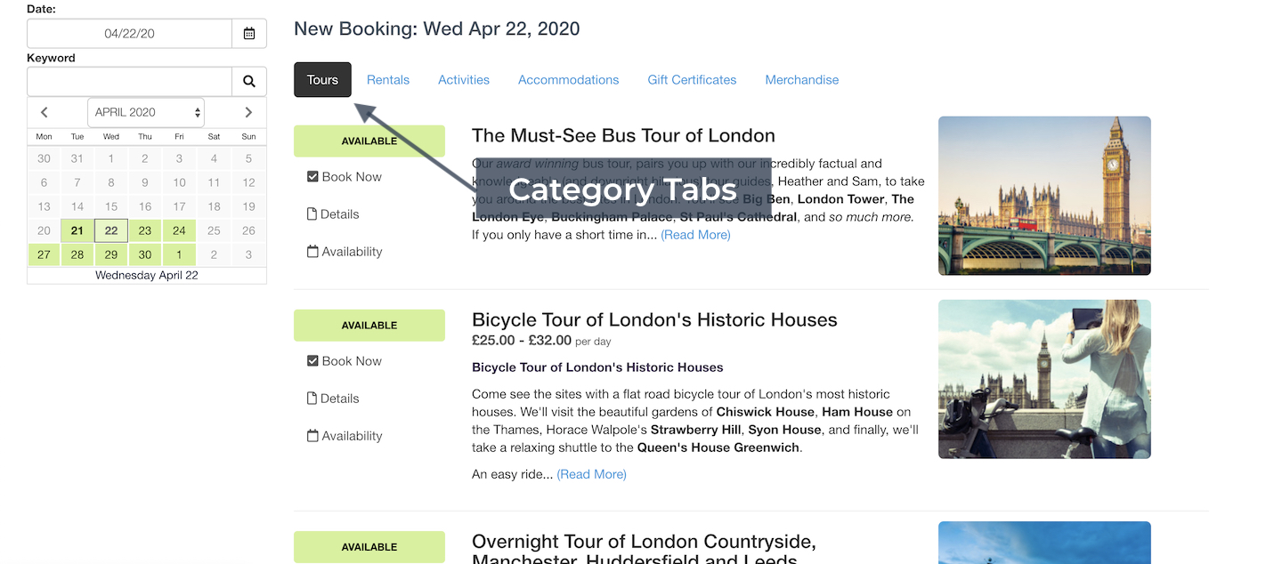 Detail Category Tabs
