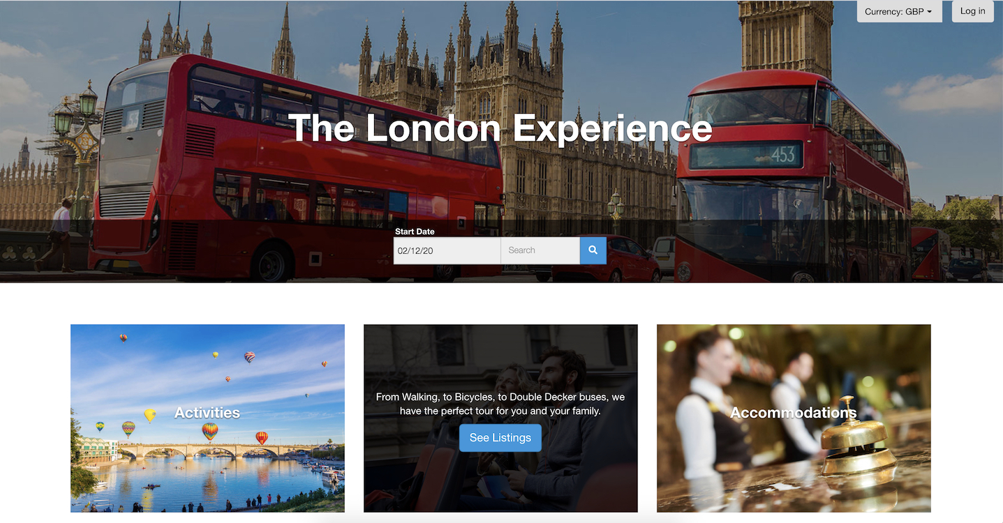 Categories Booking Page Description