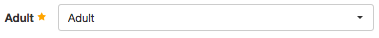 Dropdown field labeled Adult with Adult as the selected option in the Viator item parameters setup.