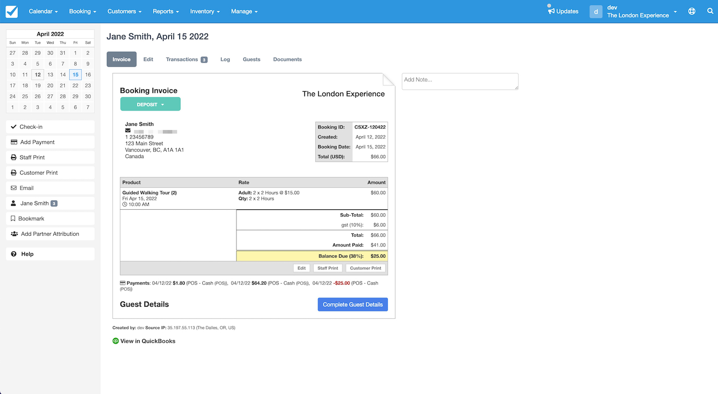 QuickBooks Invoice