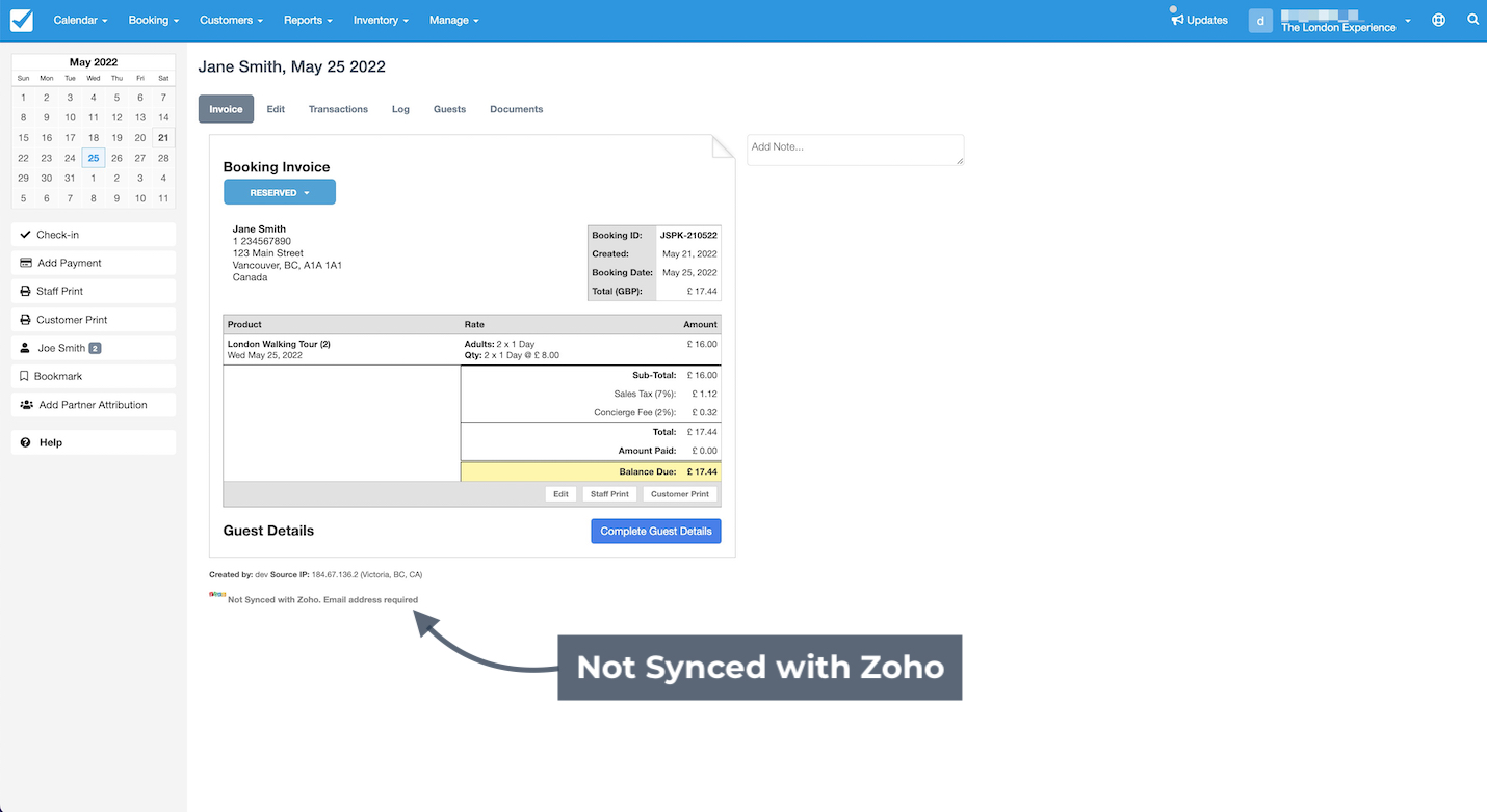 Zoho Not Synced